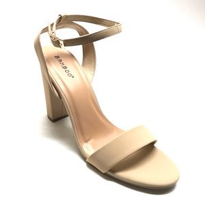 Natural Nubuk Ankle Strap Heel